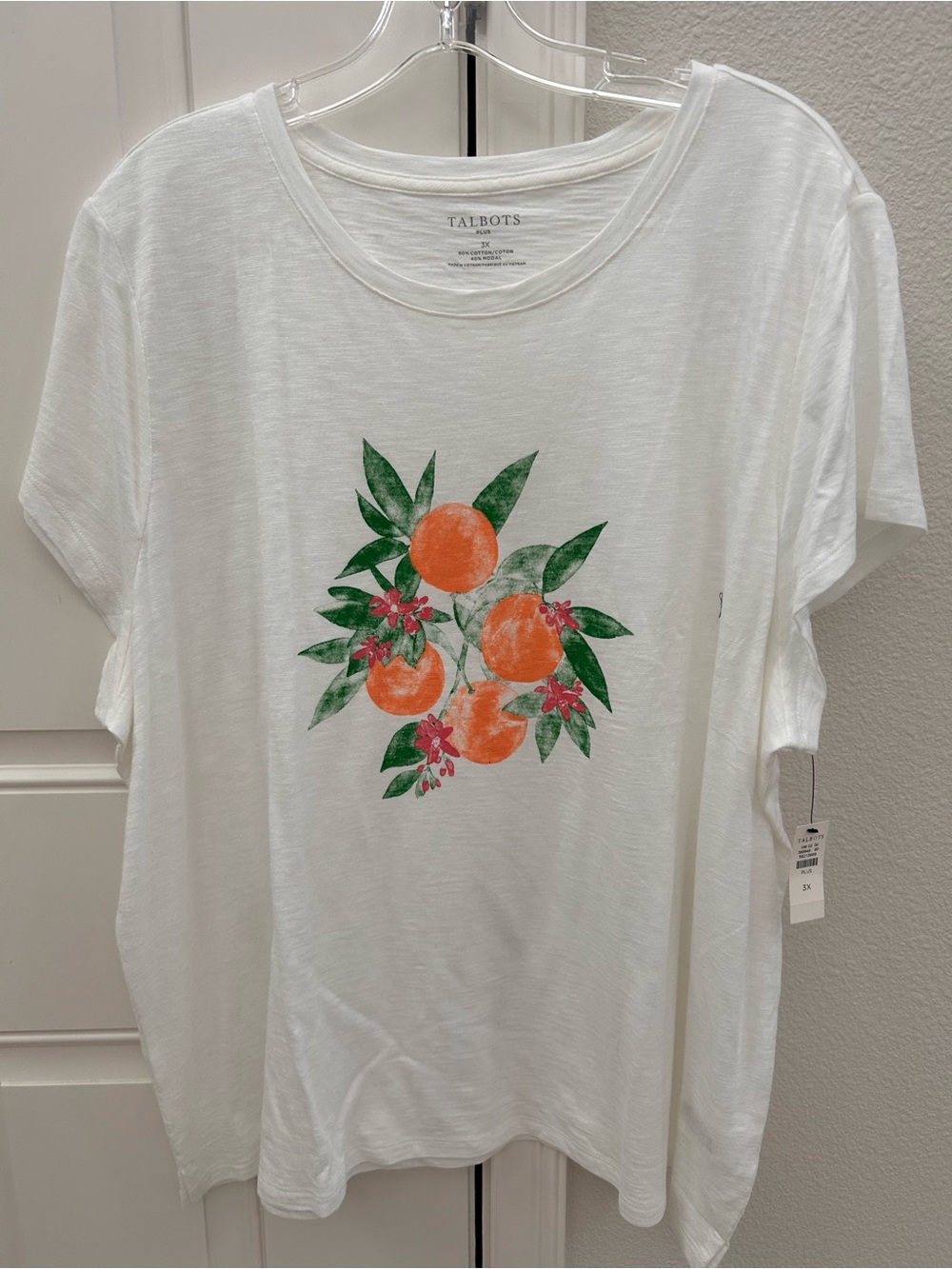 Talbots White Short-Sleeve Orange Graphic Tee